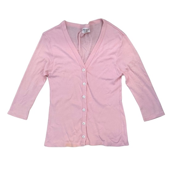 Michael Stars women’s Pink shimmer V-neck cardigan in excellent condition O/S - Picture 1 of 2